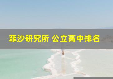 菲沙研究所 公立高中排名